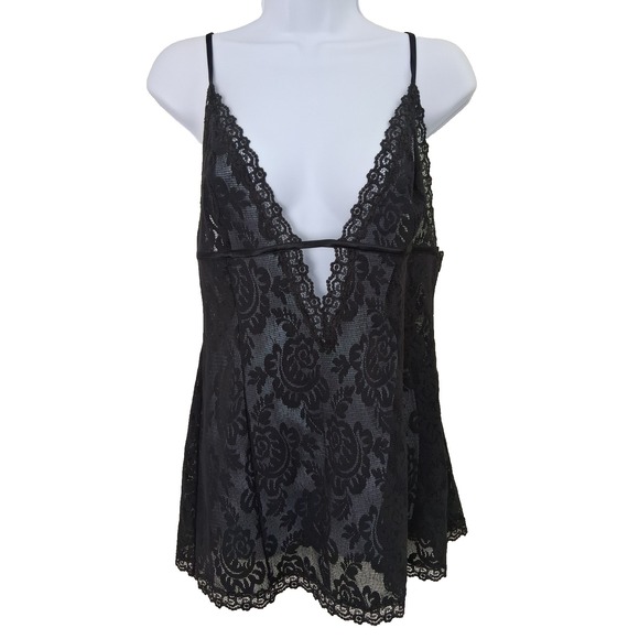 Victorias Secret Y2k Black Lace Baby Doll Camisole Top Size‎ Large Fairy Grunge - Picture 1 of 7